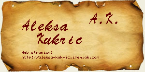 Aleksa Kukrić vizit kartica